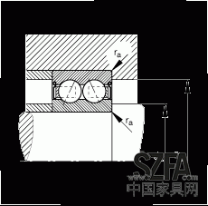 角接觸球軸承 30/8-B-2Z-TVH, 雙列，雙側(cè)間隙密封，接觸角 α = 25°