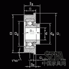 外球面球軸承 CRB30/92, 帶橡膠插入件，偏心鎖圈定位，兩側 P 型密封